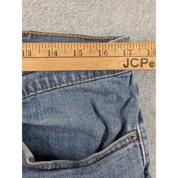 Levis 505 Jeans Mens Size 38x32 Blue Comfort Classic Straight Whiskers Stretch - Picture 4 of 14